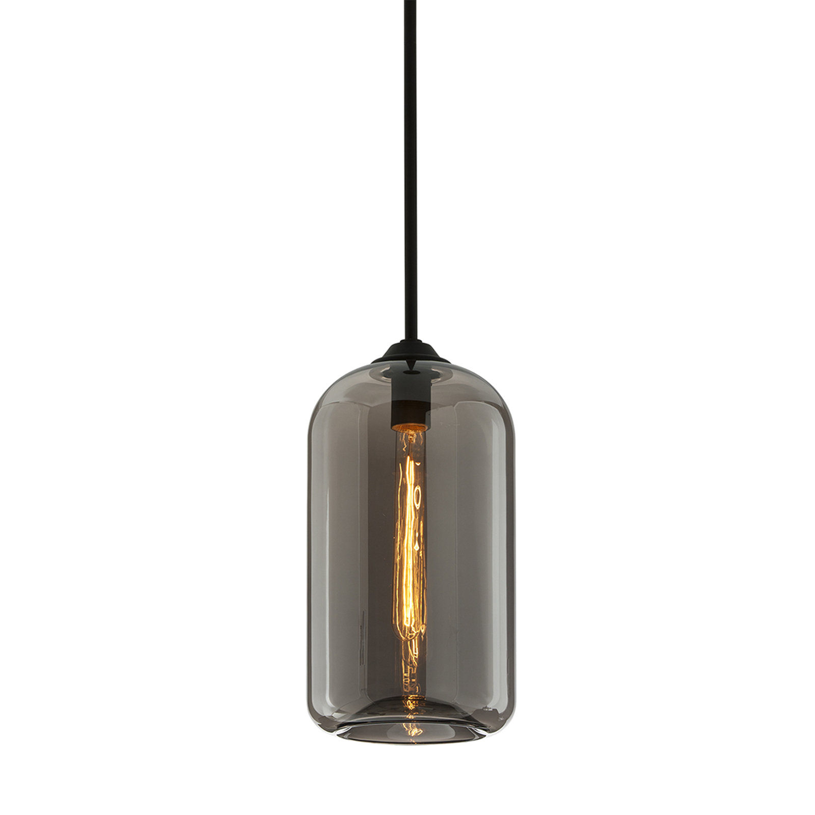 Troy District Dimmable Single Light Pendant, 15.75" H x 8" W x 8" D, Smoke