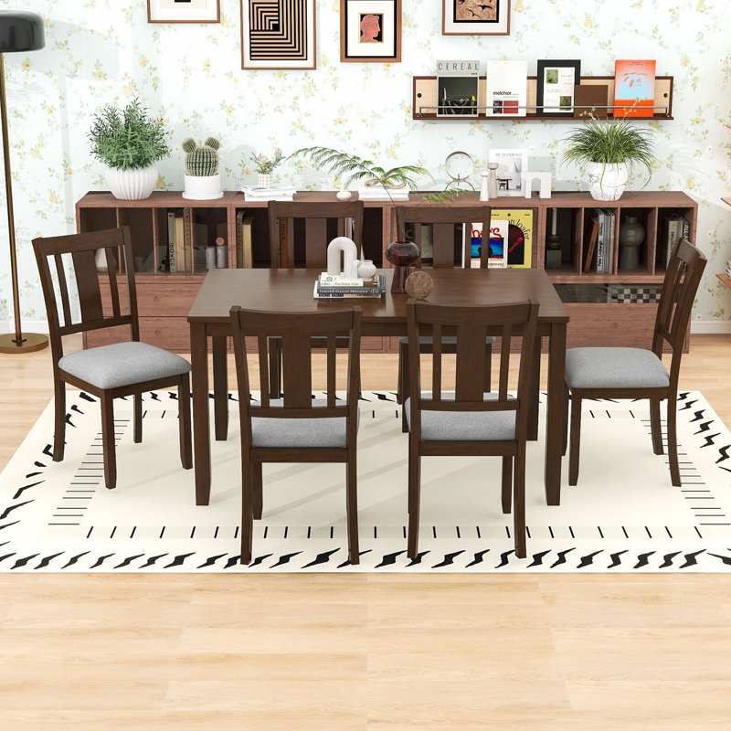 7-Piece Dining Table Set with 6 Chairs