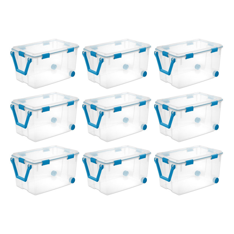 Bac de rangement en plastique transparent Sterilite avec couvercle à joint, Paquet de 9