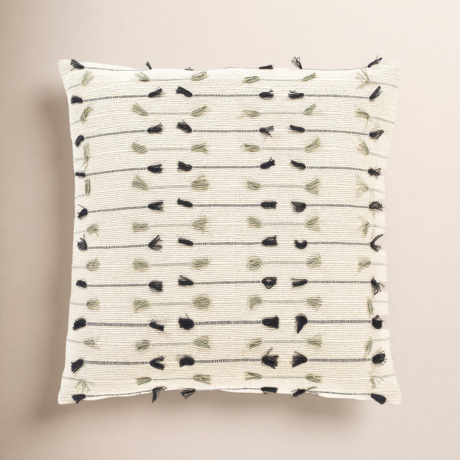 Santina Tassels Cotton Throw Pillow, 22" x 22", Polyester/Polyfill