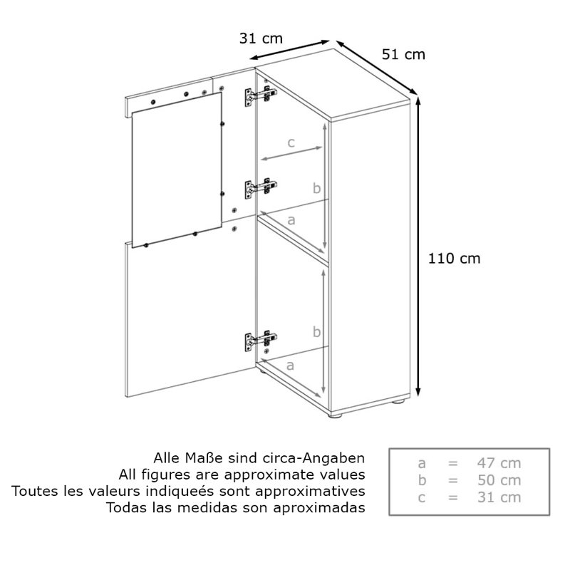 Killion Display Cabinet, Without LED, Matt Black