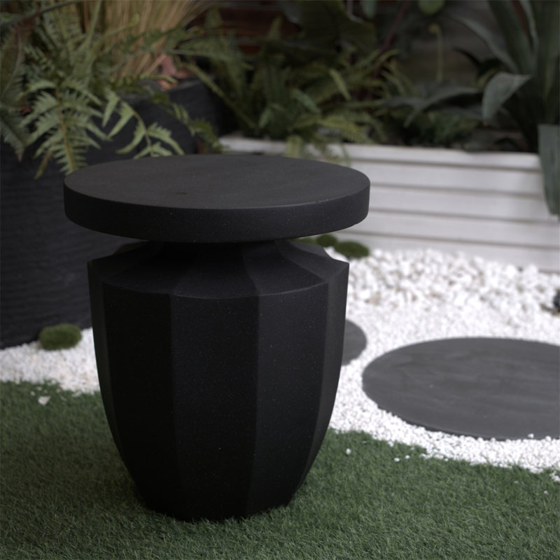 Table de bout décorative de jardin, H 20,3 po, moderne, robuste, robuste, en faux terrazzo, table d'appoint, table d'appoint, pour l'intérieur et l'extérieur