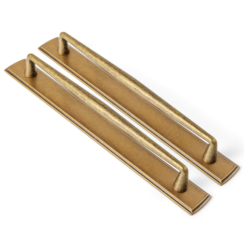 Solid Spindle Bar Pull With Backplate(G011) Multipack, 7 3/5", Antique Brass