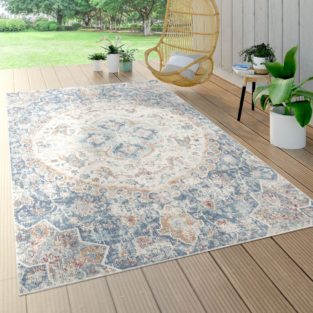 Thuringowa Conti Balkonterrasse mit Oriental Power Loom Blau/Beige Outdoor-Teppich