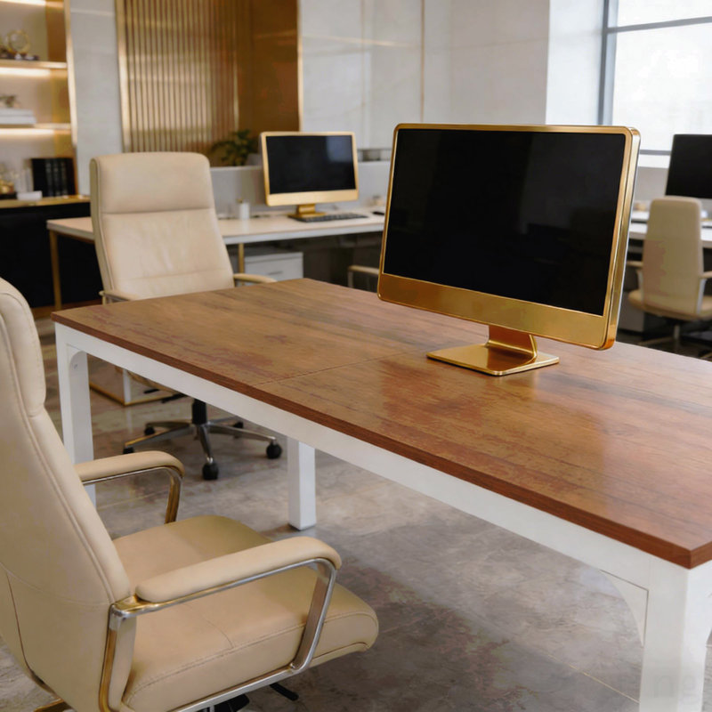 Rectangle Workspace Desk,Executive Desk,Computer Desk, Walnut, White