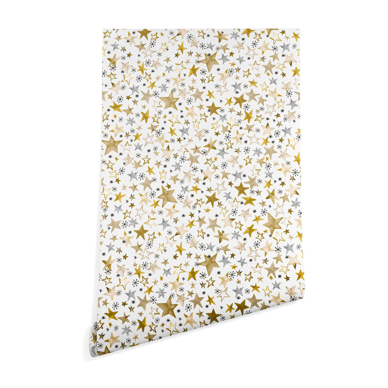 Panneau de papier peint autocollant à peindre L 10 pi x l 24 po Winter Stars