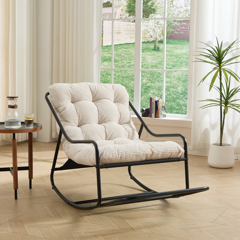 Chaise berçante, coussin confortable, Blanc