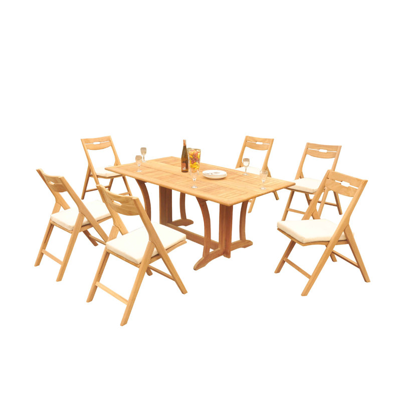 Cimara 6 - Person Teak Solid Wood Patio Dining Set Rectangular Table