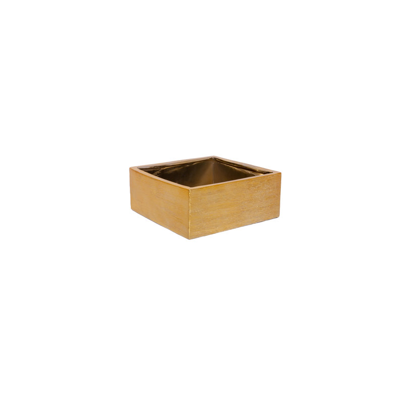 Ceramic Square Pot Gloss Finish Gold, 5" H x 10" W x 10" D