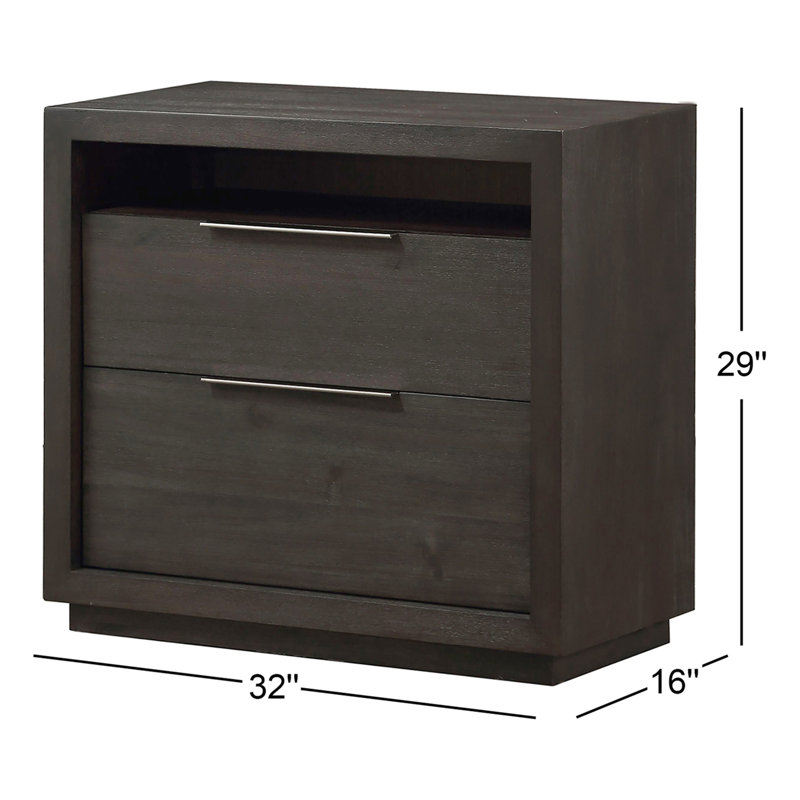 Eloise 2 - Drawer 32" Nightstand, Basalt Gray