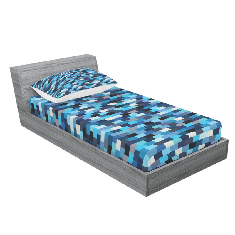 Microfiber Abstract Sheet Set, Twin Sheet Set with Fitted Sheet
