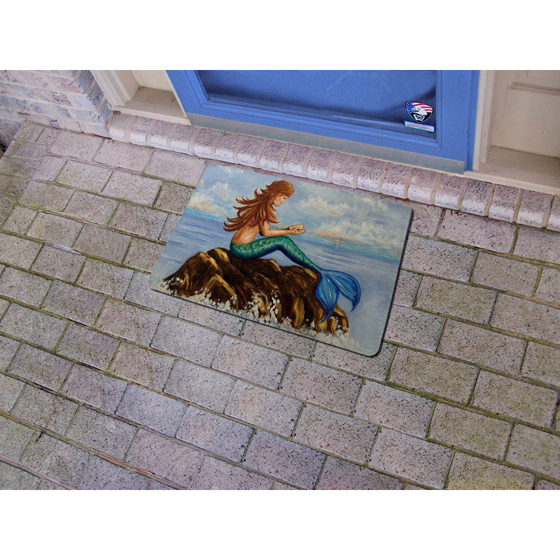 Tapis de porte d'extérieur antidérapant Mermaid's Handbook 26 po x 18 po