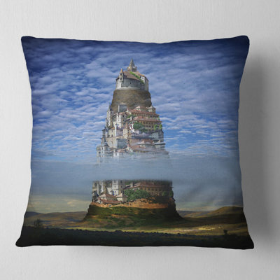 Coussin décoratif paysage à imprimé château gigantesque