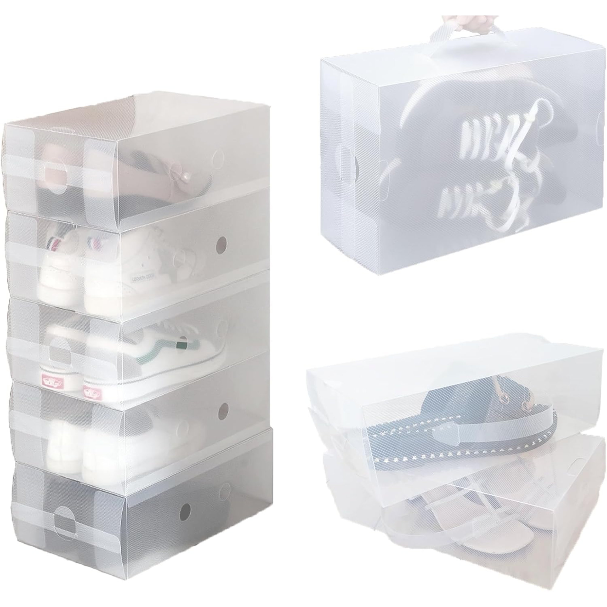 Rebrilliant 20 Pack Clear Plastic Shoe Storage Boxes, 30X18x10cm ...