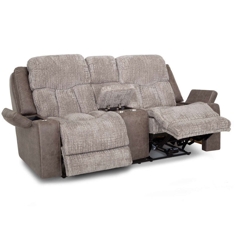 Tyera Power Reclining Console Loveseat W/ Power Headrest, Console Storage, Dual Arm Storage, Massage, And Cupholders