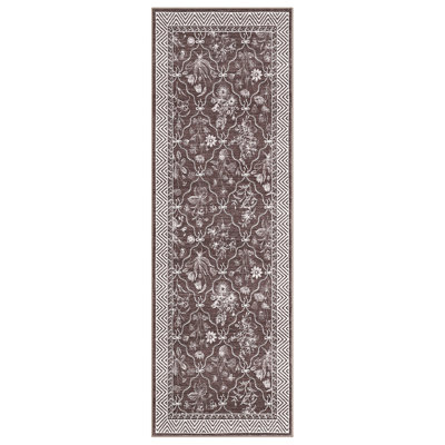 Tapis lavable à motif floral rétro antidérapant pour tapis de cuisine, couloir, salon, entrée et salle de bain