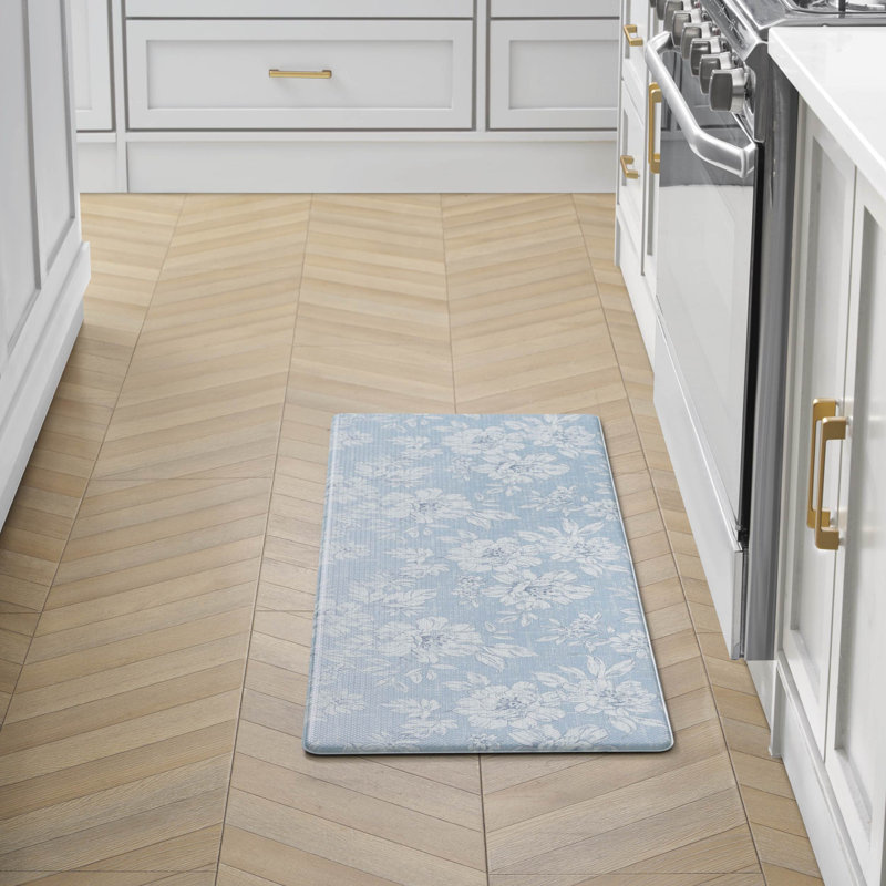 Tapis anti-fatigue debout Laura Irley Iris, Rectangle 1 pi 5 po x 4 pi, Bleu