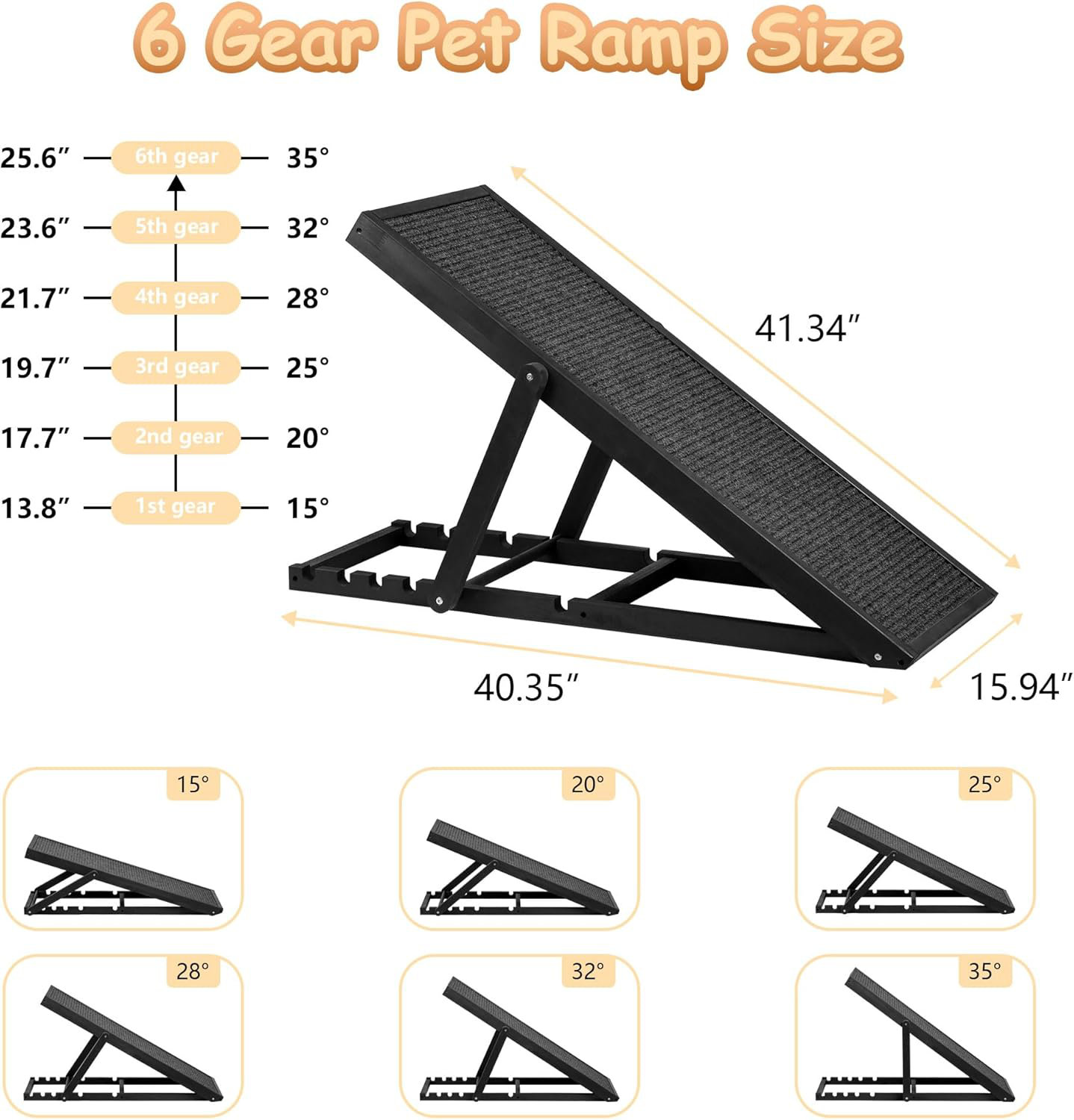 Tucker Murphy Pet™ Adjustable Dog Cats Ramp, Upgraded Folding Portable ...