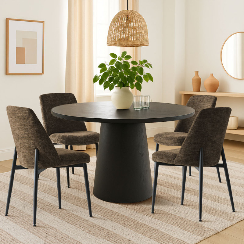 Chenille Upholstered  Dining Chairs, Brown