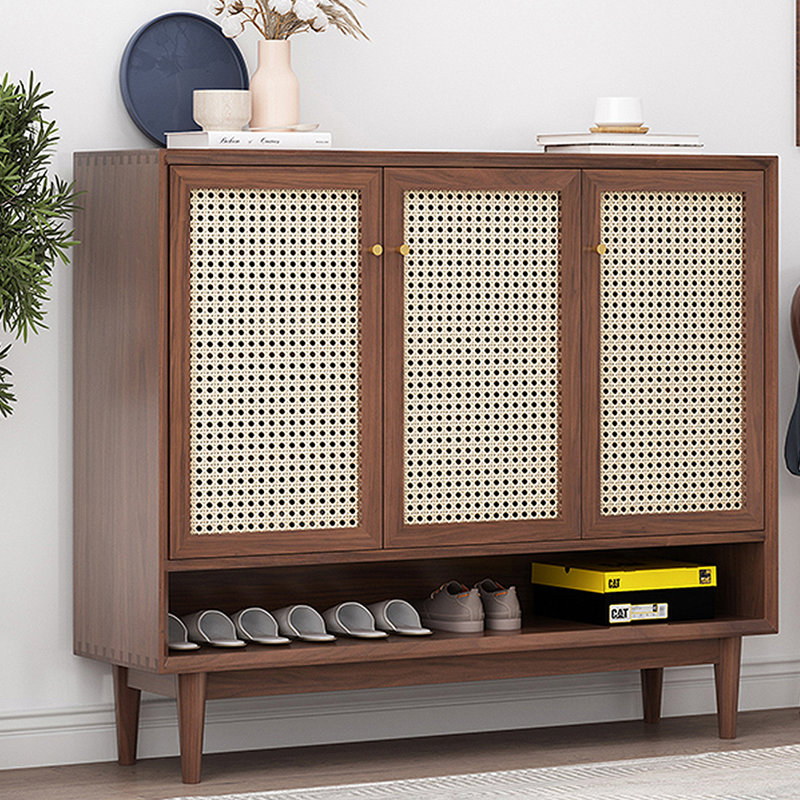 Armoire à chaussures simple en rotin simple, Brun foncé