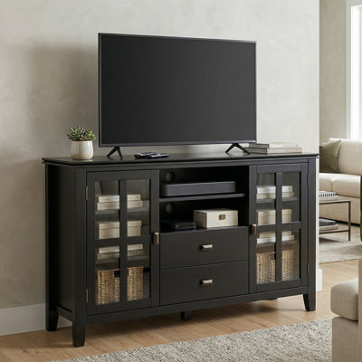 Meuble télé haut en bois massif Artisan