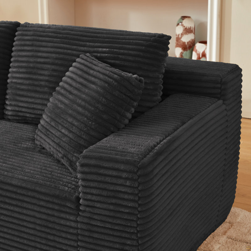 Canapé modulaire en L avec siège profond, sans assemblage requis, canapé modulaire pour salon, chambre à coucher, appartement, noir