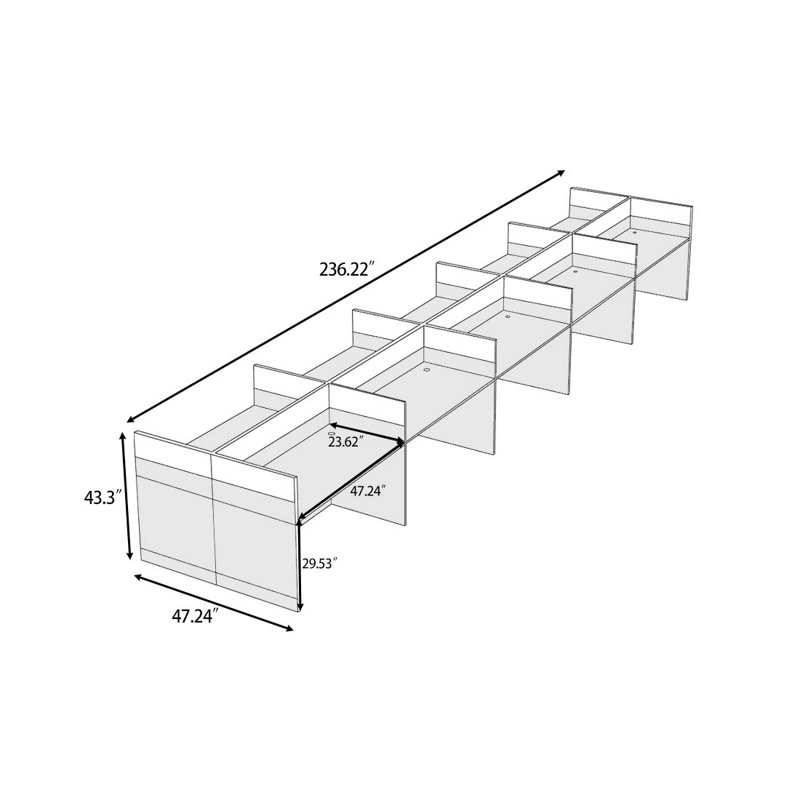 Rectangle 10 Person Benching Workstation