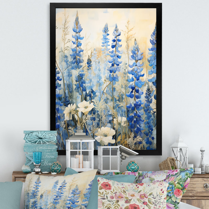Blue Bonnets Field Tranquility, reproduction d'art sur toile, Noir, H 44 po x l 34 po x P 1,5 po