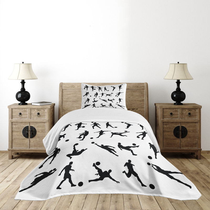 Ambesonne Ambensonne Soccer Bedspread Football White White