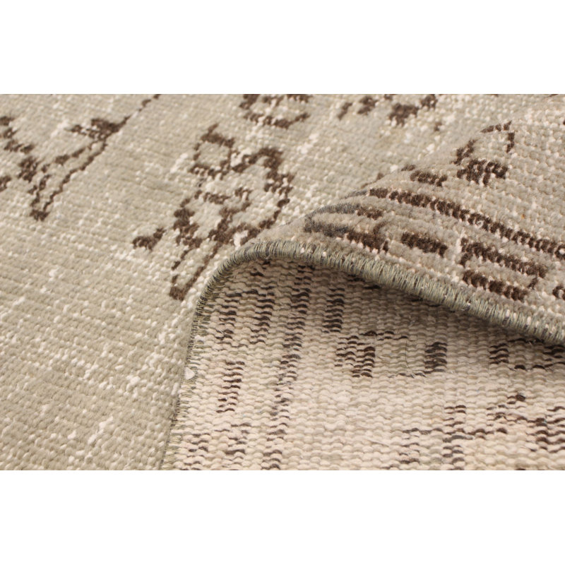 Tapis décoratif en laine gris clair de conception unique 6 pi 4 po x 8 pi 6 po noué à la main
