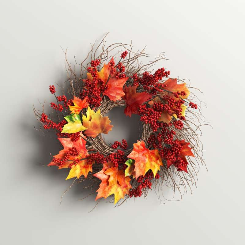 Handcrafted Faux Wreath, 24" H x 24" W x 5" D
