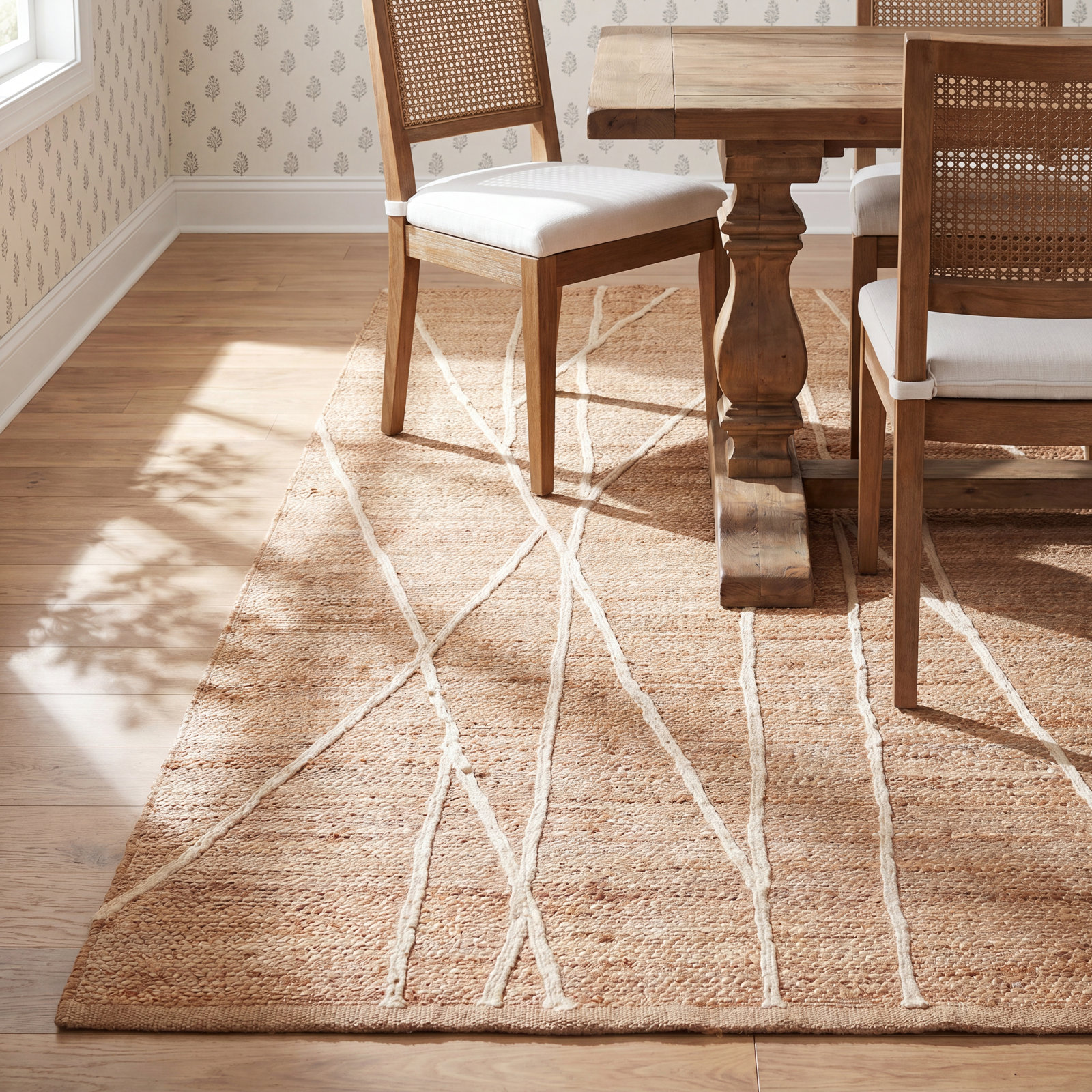 Albemarie Natural Ivory Hand-Woven Jute Rug, Rectangle 7'9" x 9'9"