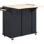 Îlot de cuisine avec bloc d'alimentation et abattant. Noir Rangement à vin, tablettes réglables. Pratique pour la cuisson à la maison. Rallonge extensible, support, accessoire fonctionnel