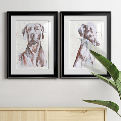 «Sitting Dog I», reproduction encadrée de qualité supérieure - prête à être accrochée