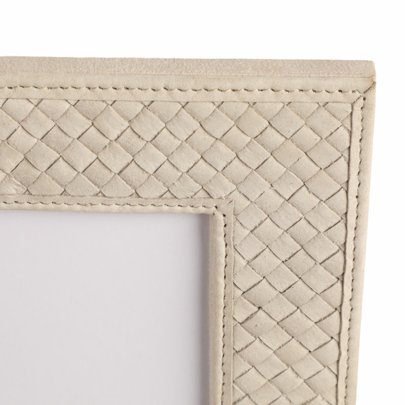 Cadre photo contemporain en cuir avec bordure texturée - Cadre photo décoratif pour entrée ou décoration intérieure - Ivoire 