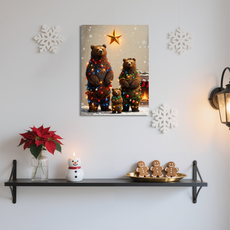 Art mural sur toile, famille d'ours, H 30 po x l 20 po