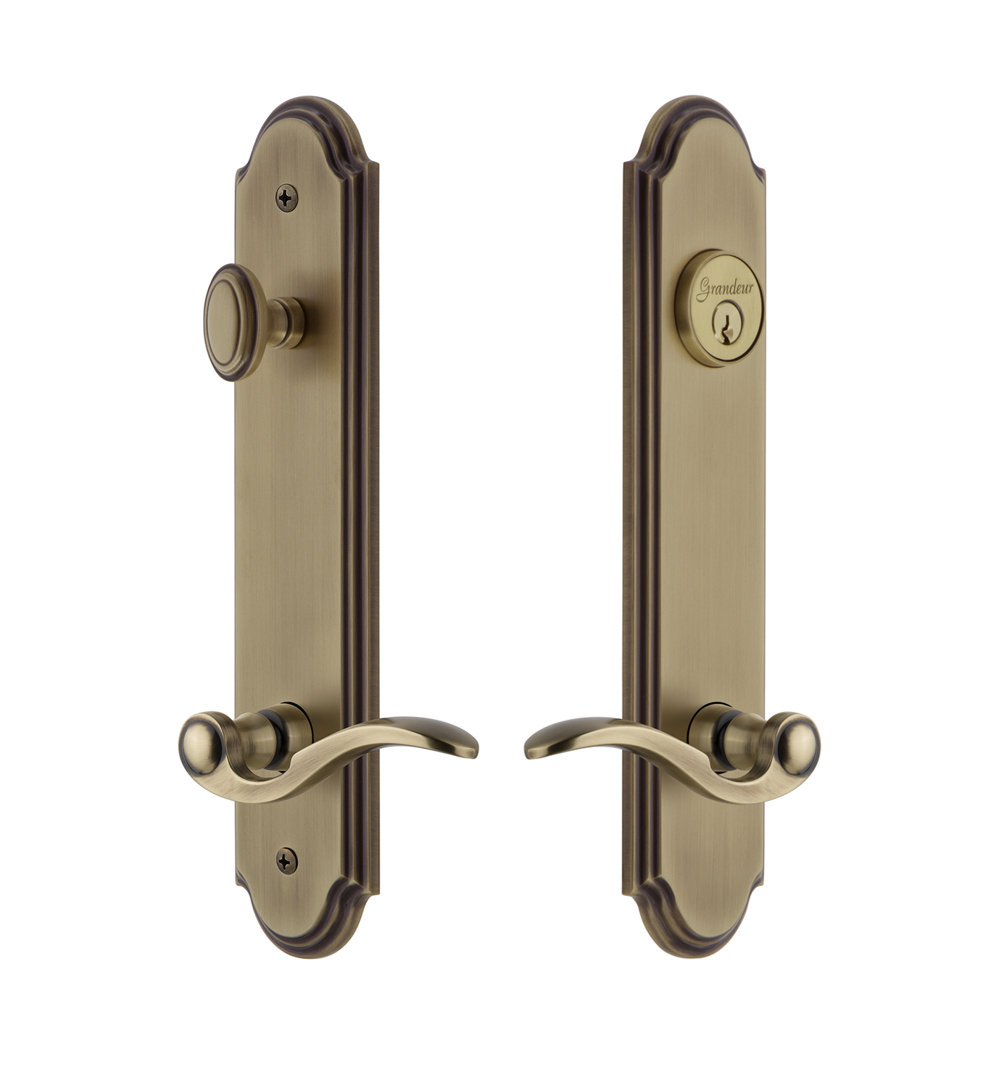 Arc Tall Plate Complete Entry Set with Single Cylinder Deadbolot and Bellagio Lever Grandeur