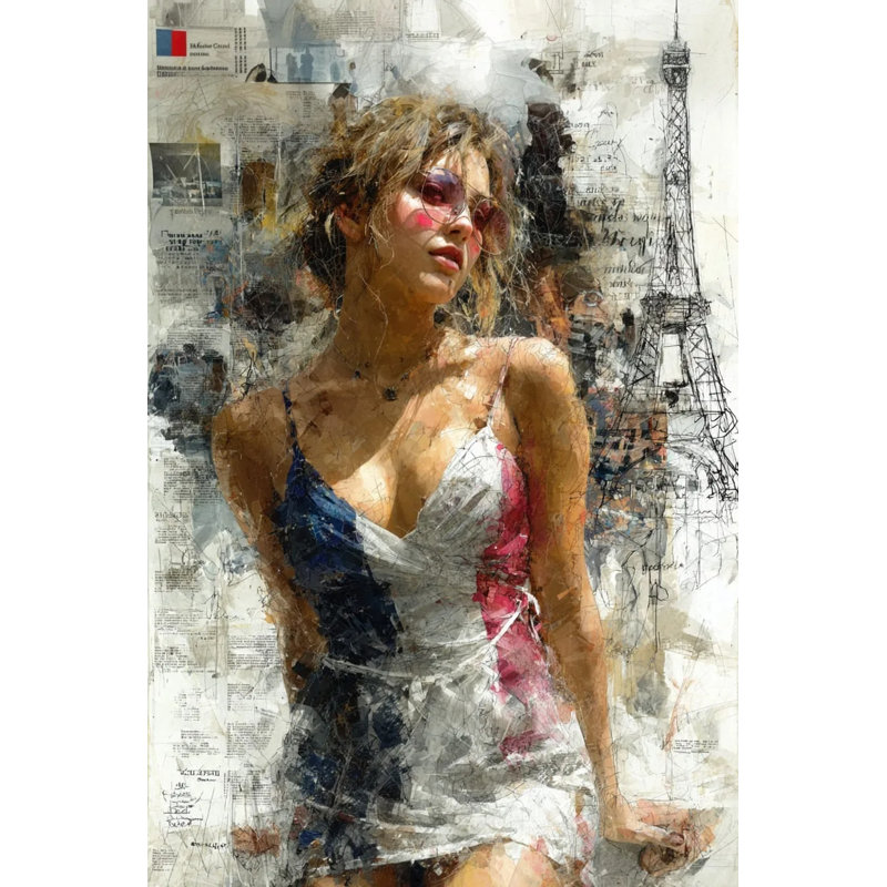 Art mural sur toile abstraite Parisienne, L 12 po x H 16 po x P 1 po