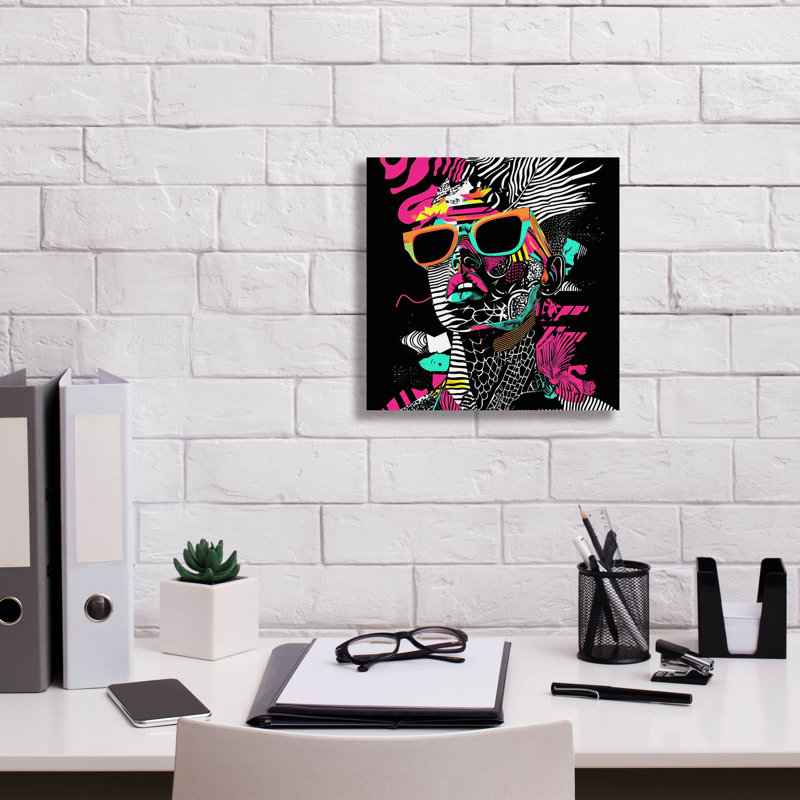 «Neon Night 2» par Rich Monet, art mural sur toile, H 12 po x l 12 po