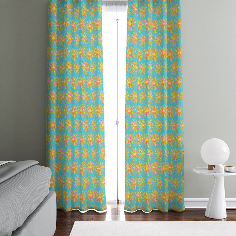 Paire de rideaux semi-transparents Flowers, L 20 po x L 61 po