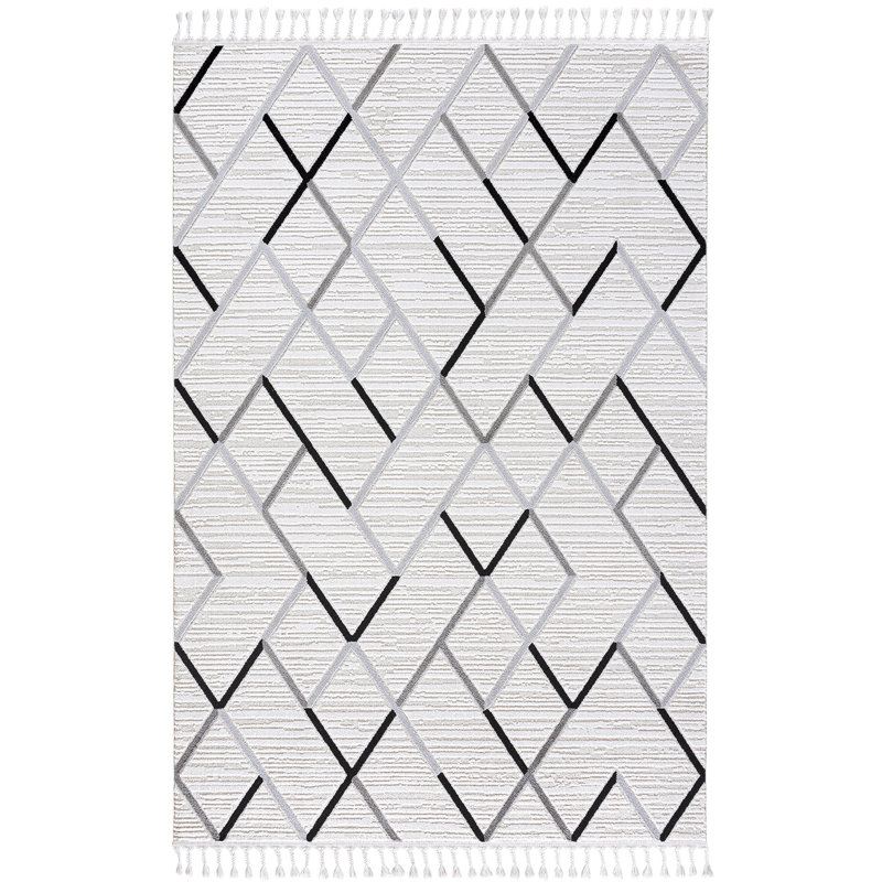 Menands Geometric Machine Made Indoor / Outdoor Area Rug, Rectangle 5'3" x 7'7"