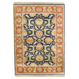 Hand Knotted Wool Area Rug in Blue And Red