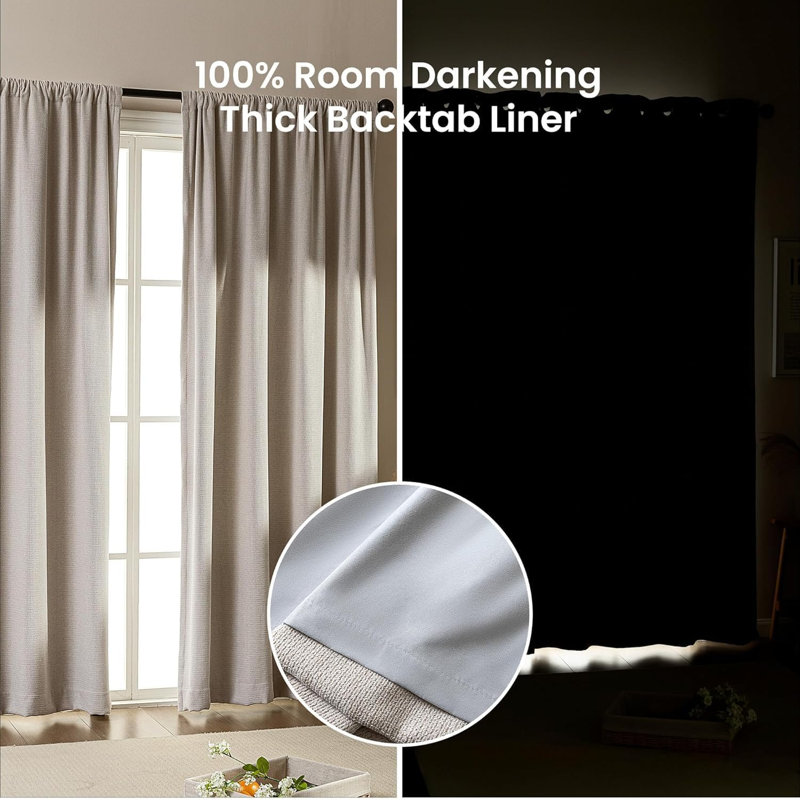  Blackout Magnetic Curtains(Set of 2), 52" W x 84" L, Oatmeal