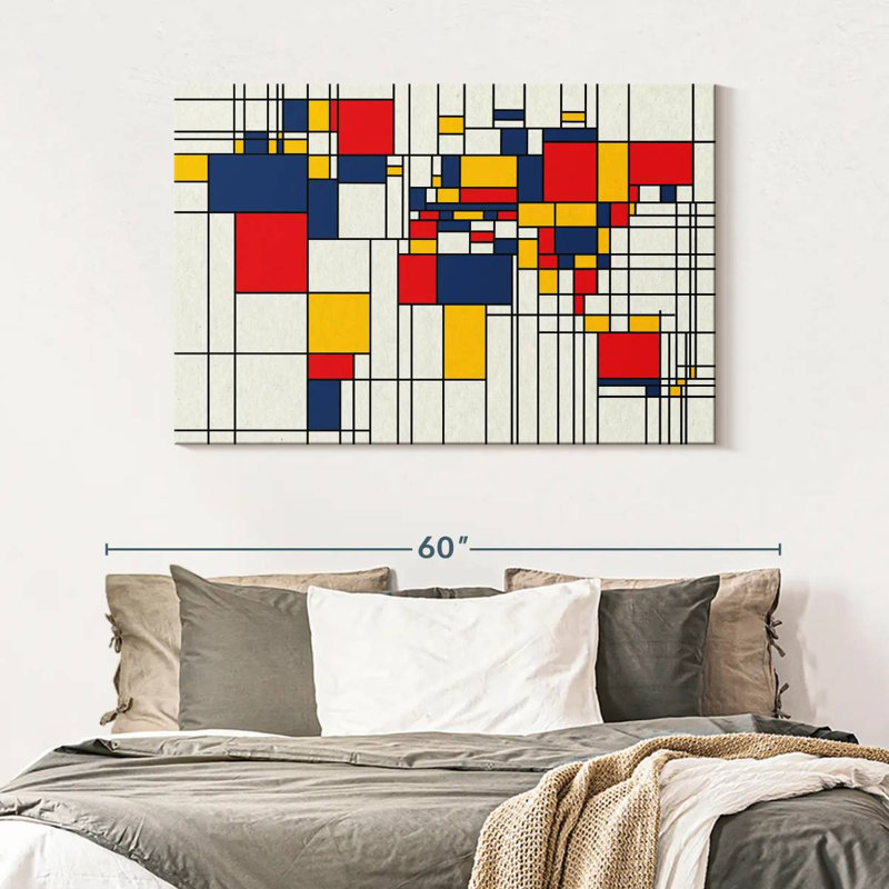 Avery Abstract Squares World Map, 32" H x 48" W