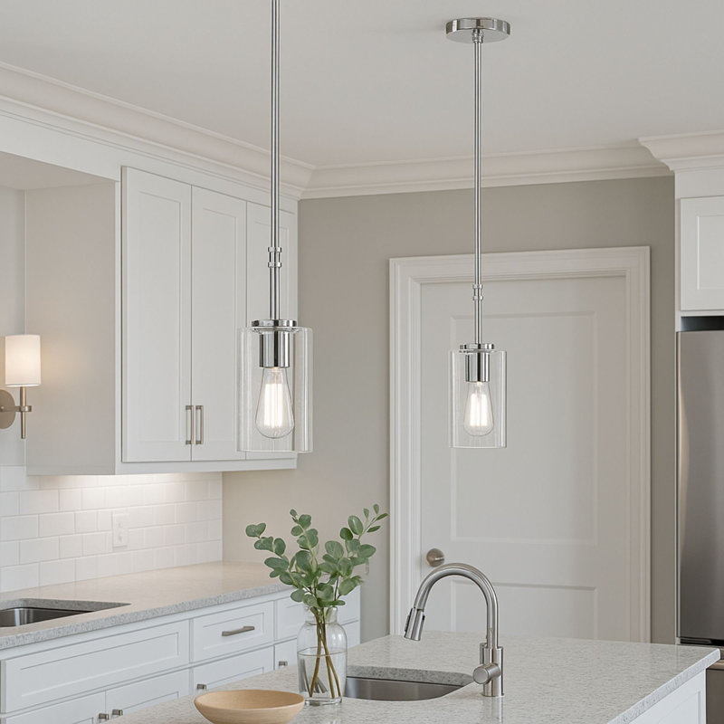Luminaire suspendu 1 lumière 5 po Wexton, Clair, Nickel brossé