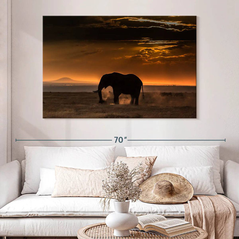 Silhouette d'éléphant d'Afrique Brampt, H 30 po x l 45 po