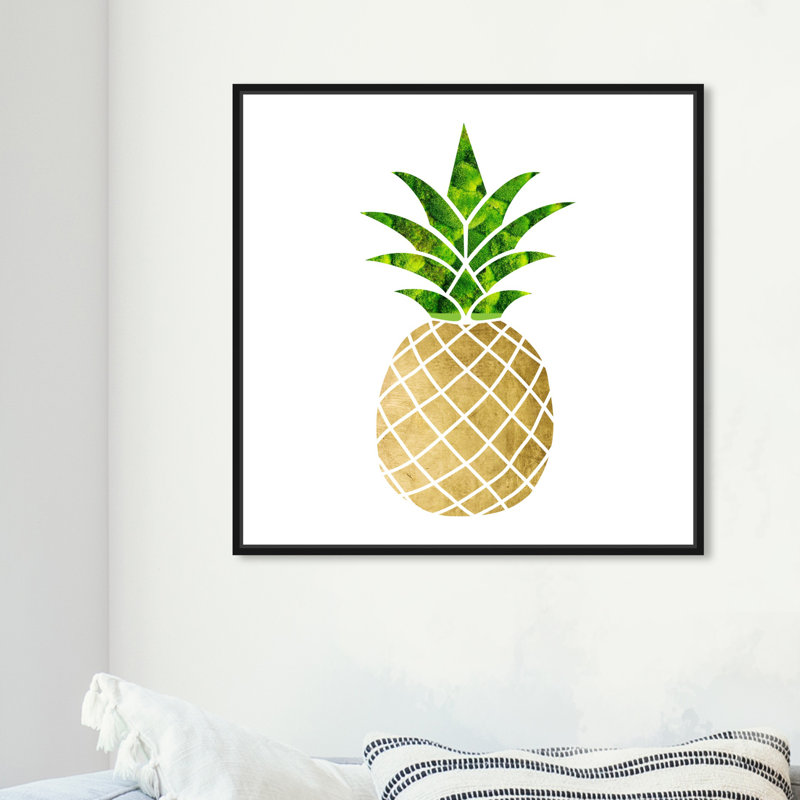Fruits ananas - impression d'art graphique, H 40 po x l 40 po x P 1,5 po, Cadre noir