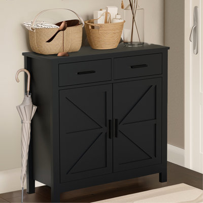 Armoire de plancher noire avec rangement, 2 tiroirs et portes, pour la salle à manger et le bureau à domicile