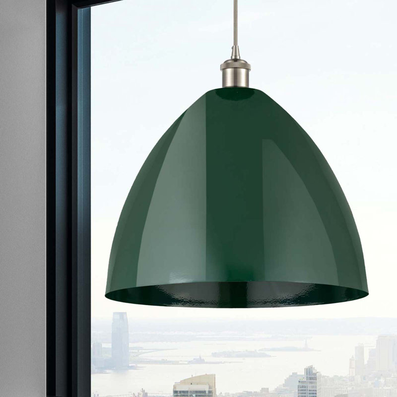 Luminaire suspendu conique 1 lumière, Vert, Argent/Gris