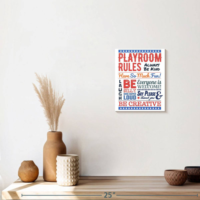 " Playroom Rules " by HomeyNotes Studio, 10" H x 8" W x 1" D